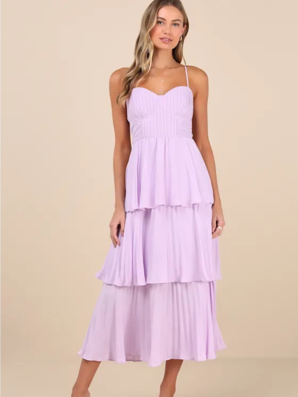 Lulu's Lilac Tiered Midi Dress